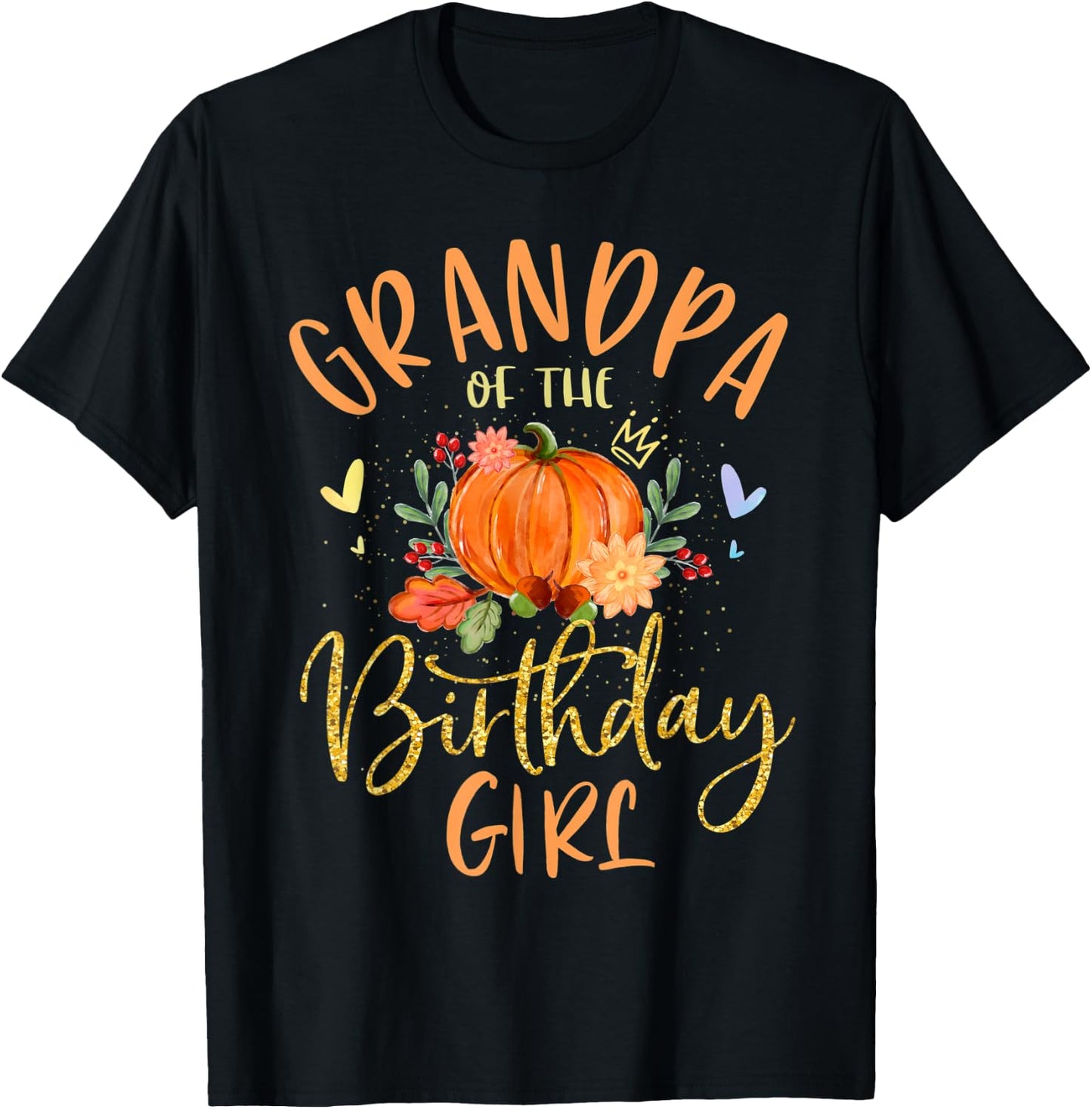 Grandpa Of The Birthday Girl Pumpkin Themed Papa T-Shirt - T-Shirt | Black