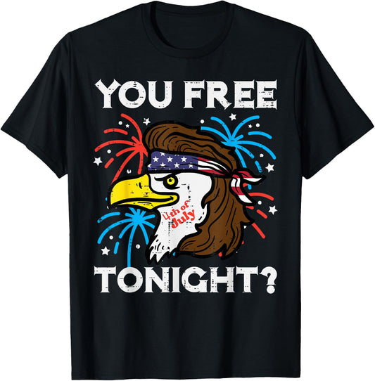 4th July Eagle Mullet You Free Tonight Patriotic Men Women T-Shirt - T-Shirt | Black