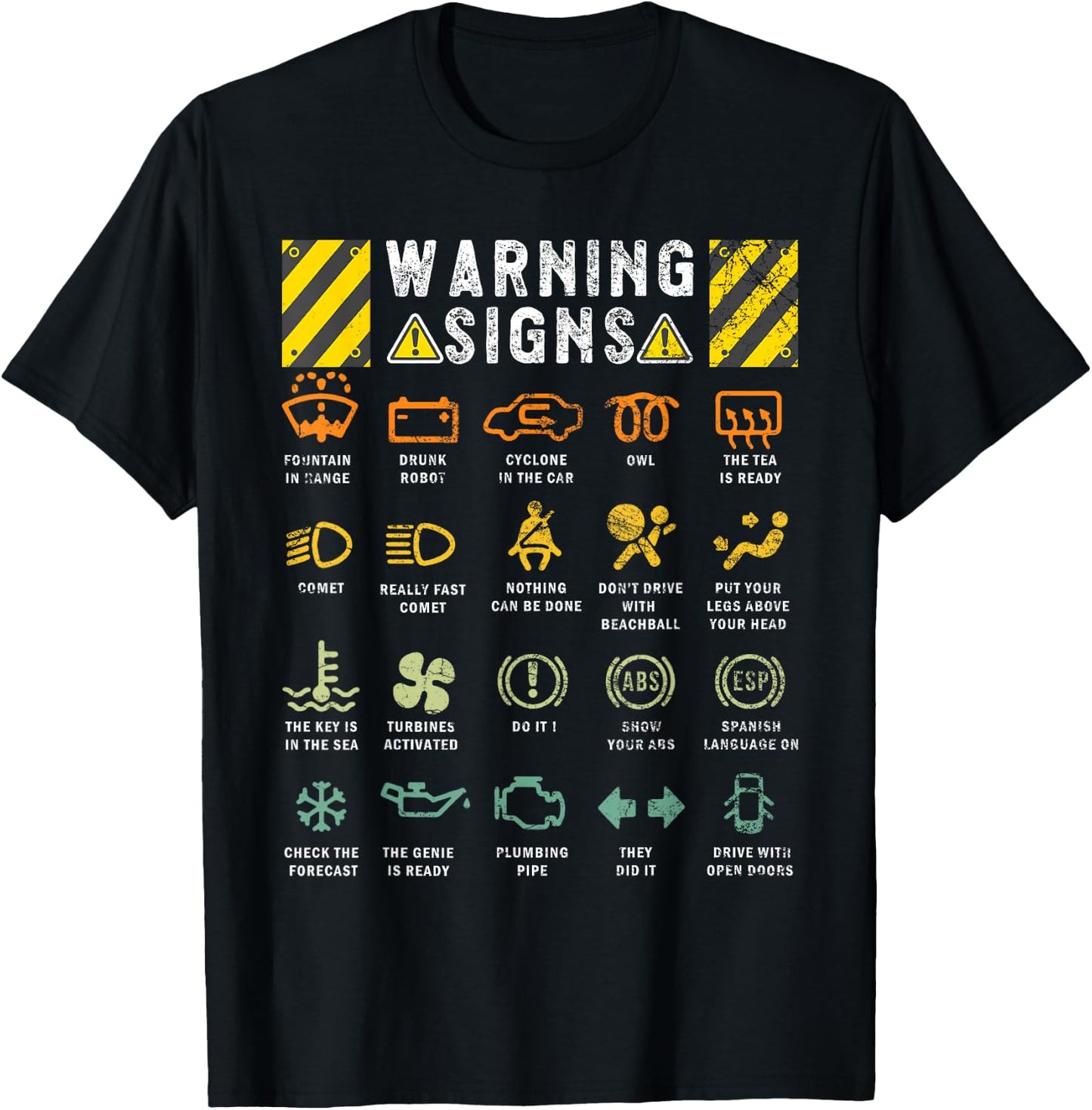 Funny Traffic Warning Signs Driver Humor Sarcastic Jokes T-Shirt - T-Shirt | Black