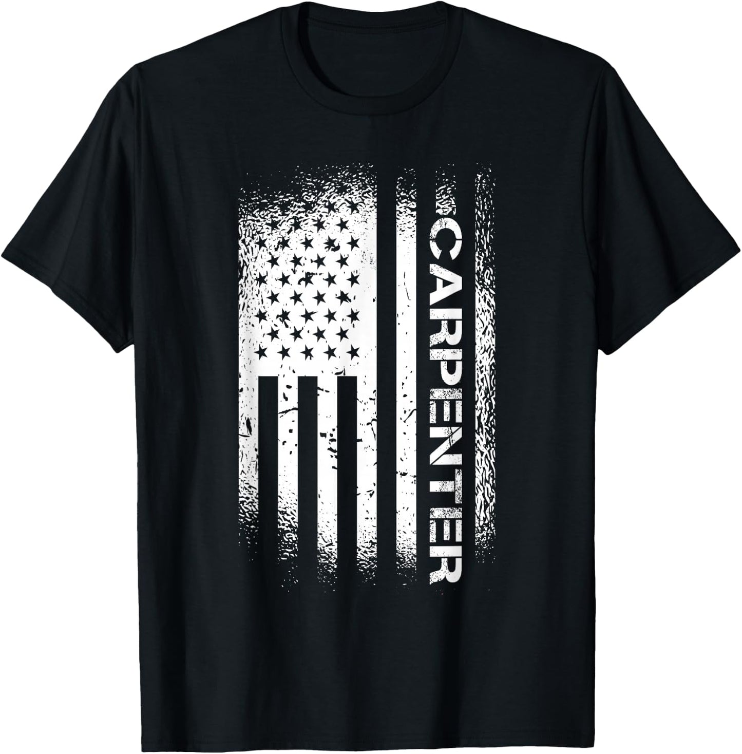 Patriotic Carpenter With American Flag T-Shirt - T-Shirt | Black