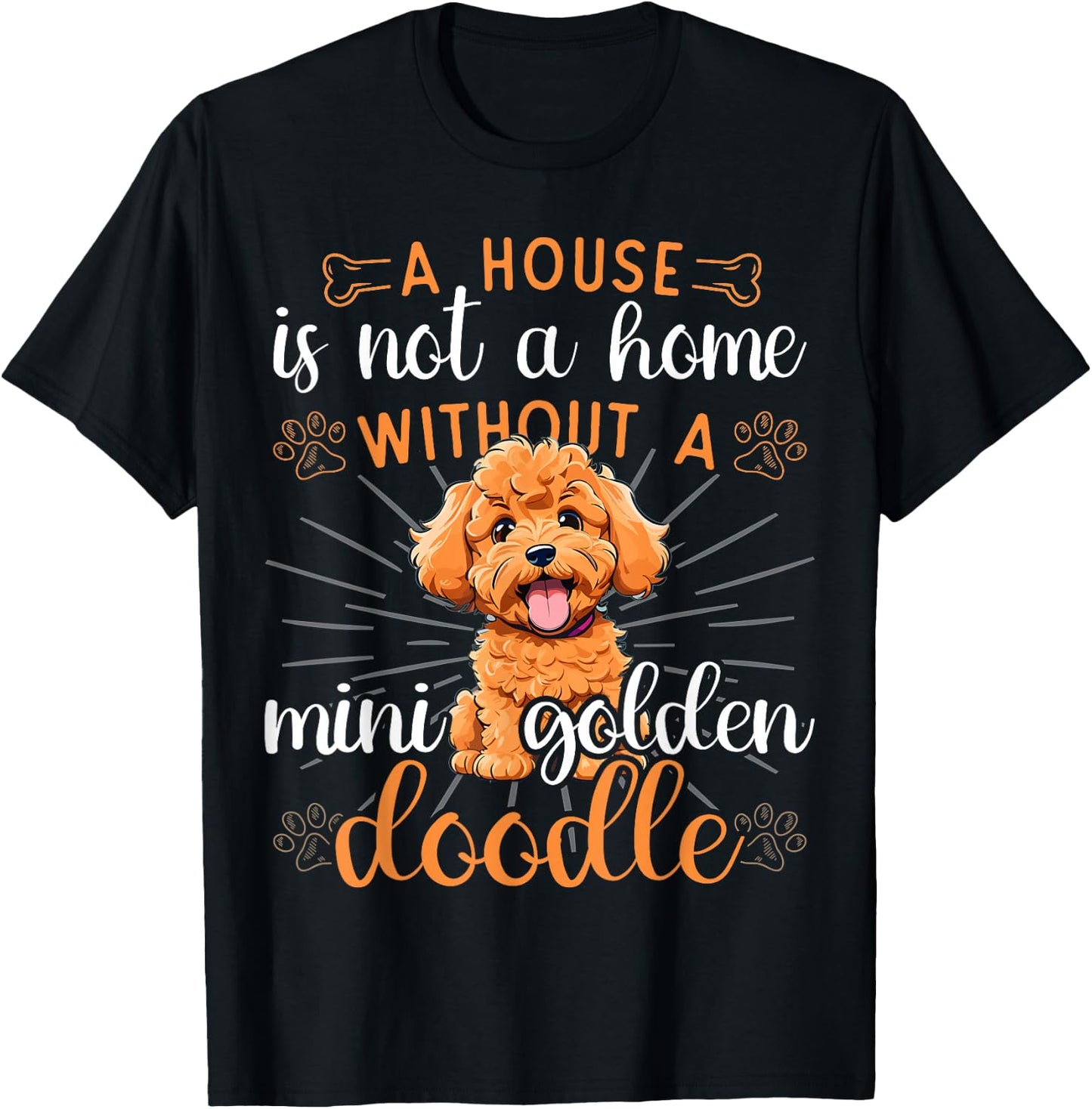 Mini Goldendoodle Dad Collar Sayings Mini Golden Doodle T-Shirt - T-Shirt | Black