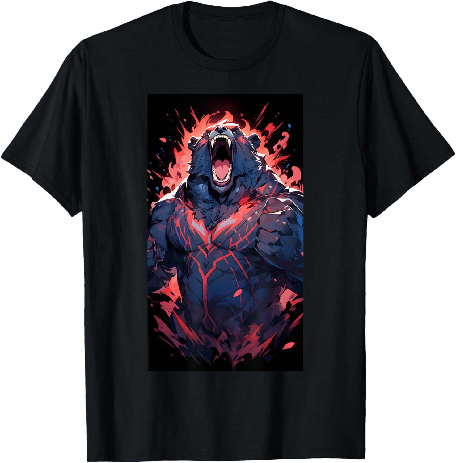 Bodybuilding Fitness Gym Bodybuilder Bear Anime Workout T-Shirt - T-Shirt | Black