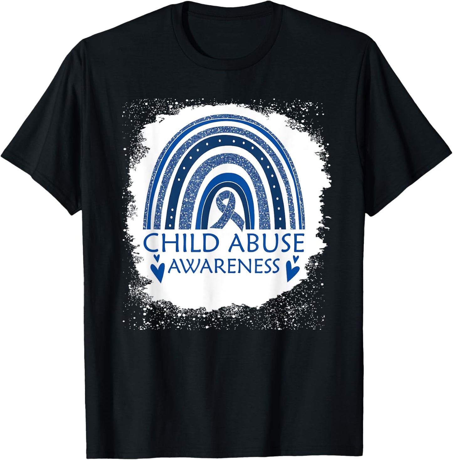 Child Abuse Awareness Bleached Rainbow Blue Ribbon Men T-Shirt - T-Shirt | Black