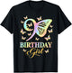 Butterfly 9th Birthday Outfit 9 Year Old Girl Kids Cute T-Shirt - T-Shirt | Black