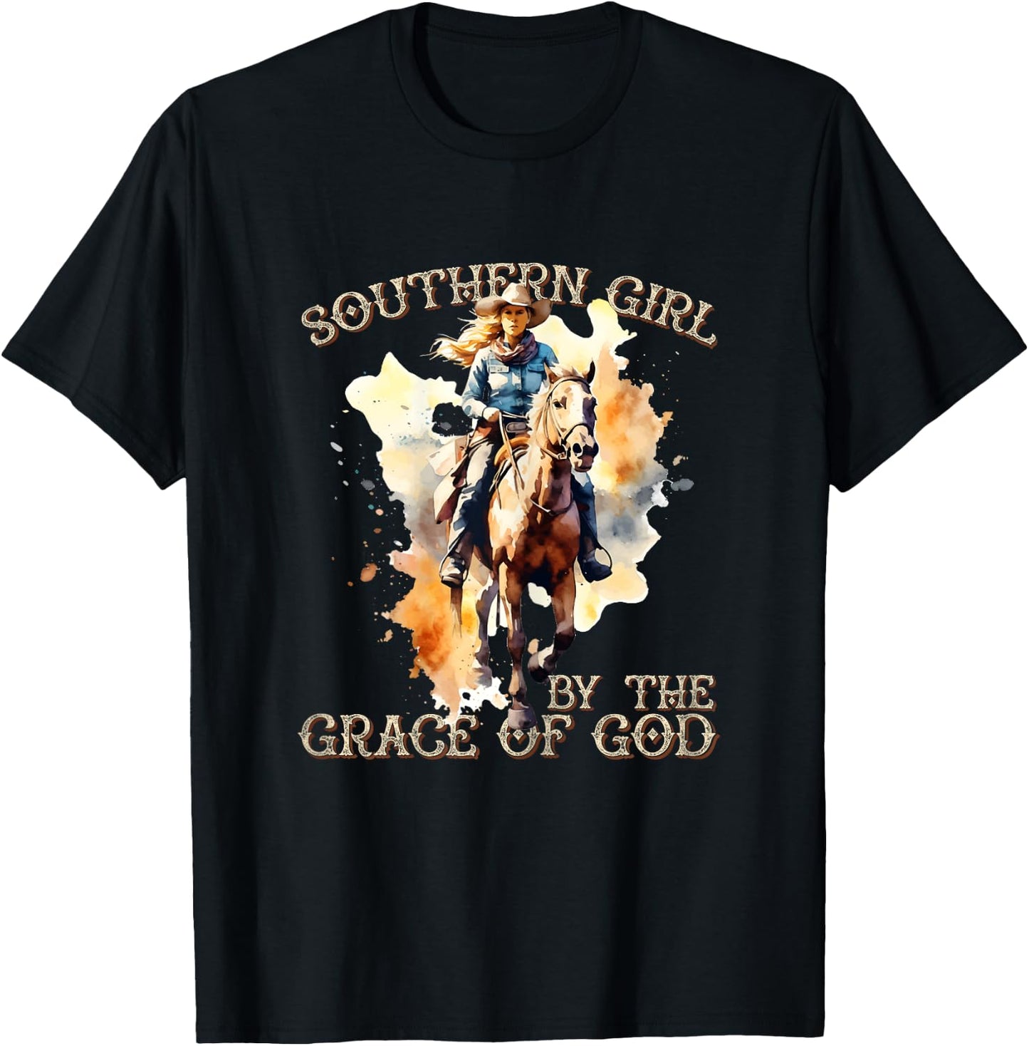 Southern Girl by the Grace God Christian Rural Lifestyle T-Shirt - T-Shirt | Black