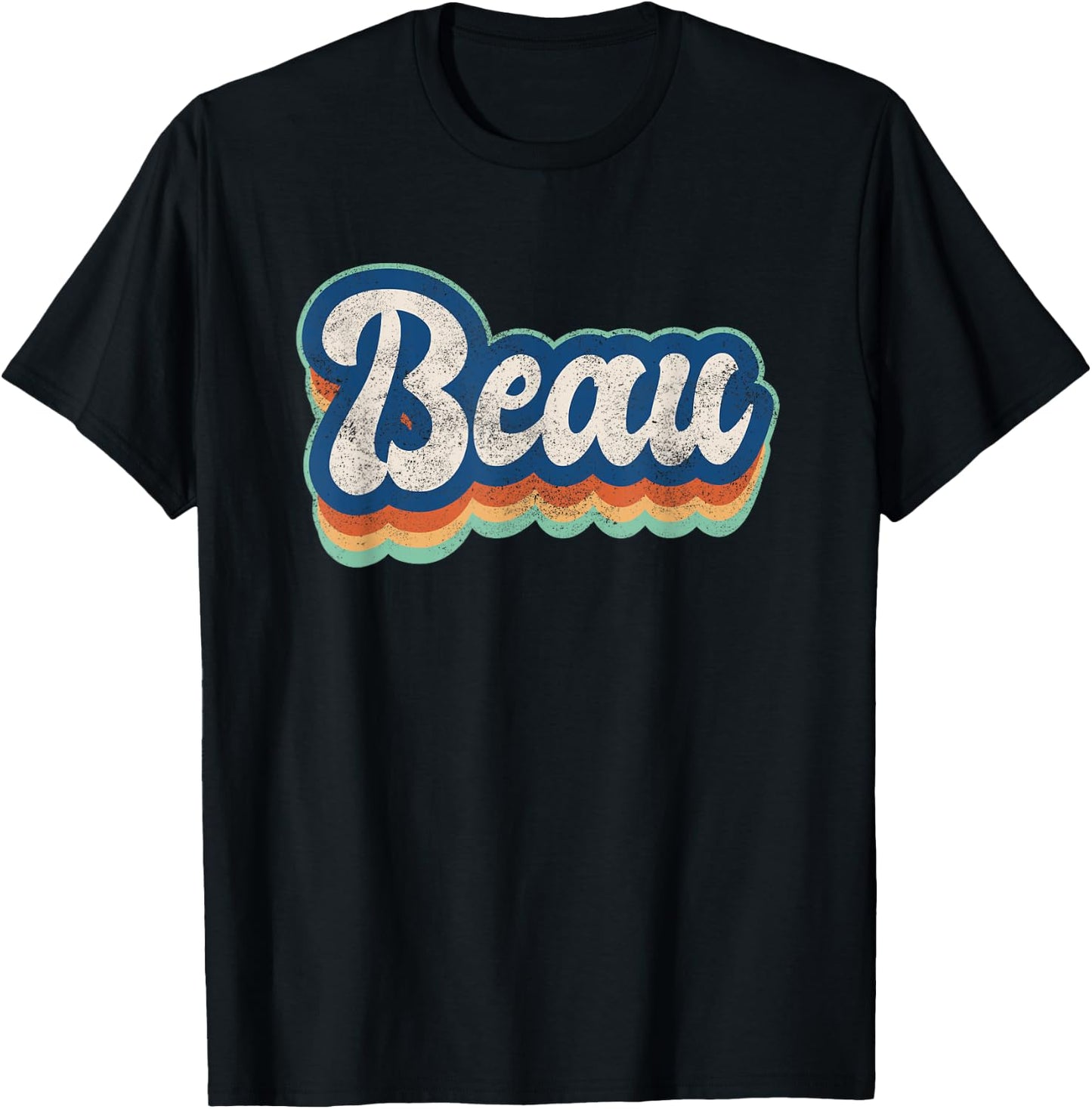 Beau First Name Boy Vintage Style 70s 80s Personalized T-Shirt - T-Shirt | Black