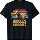 Doodles And Books Goldendoodle Dog Doodle Book Lover Retro T-Shirt - T-Shirt | Black
