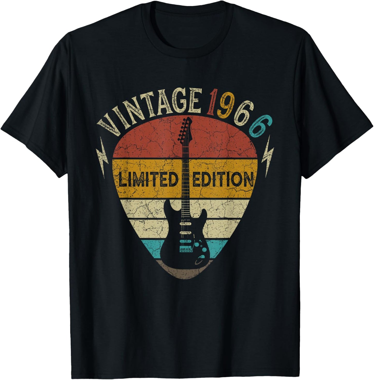 Guitar Lover 57 Years Old Gift, Vintage 1966 57th Birthday T-Shirt - T-Shirt | Black