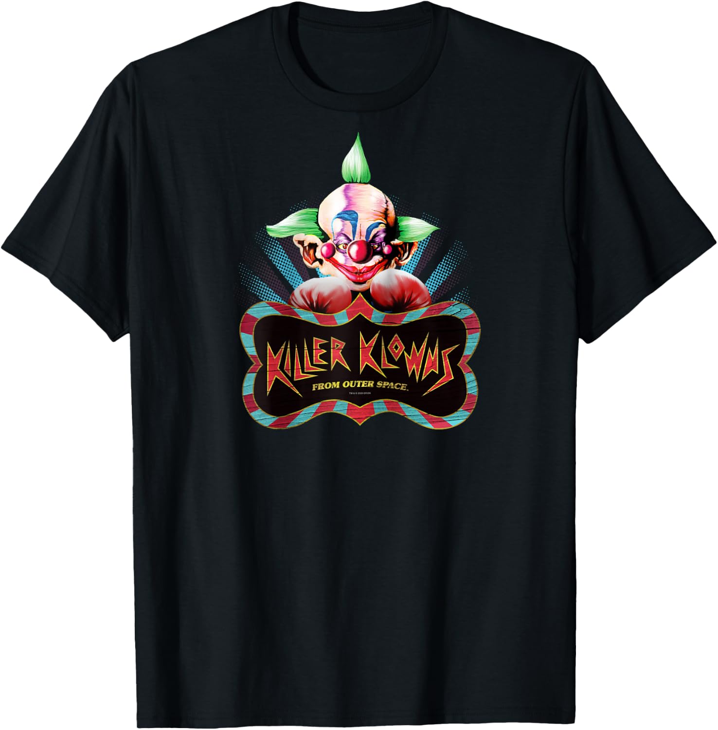 Killer Klowns from Outer Space Shorty Boxing Pose Above Logo Raglan Baseball T-Shirt - T-Shirt | Black