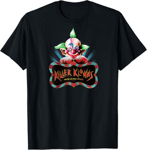 Killer Klowns from Outer Space Shorty Boxing Pose Above Logo Raglan Baseball T-Shirt - T-Shirt | Black