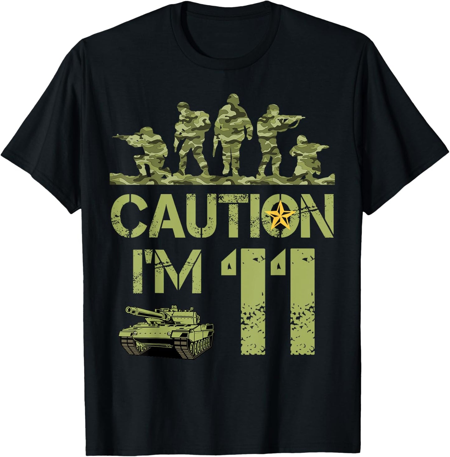 11th Birthday Military I'm 11 Year Old Soldier Camo Birthday T-Shirt - T-Shirt | Black