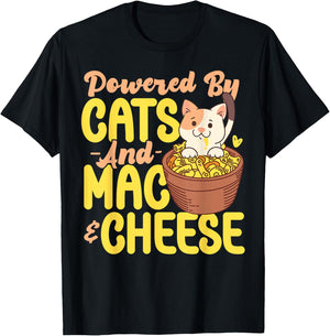 Mac And Cheese Powered By Cats And Mac & Cheese T-Shirt - T-Shirt | Black