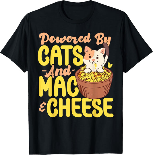 Mac And Cheese Powered By Cats And Mac & Cheese T-Shirt - T-Shirt | Black
