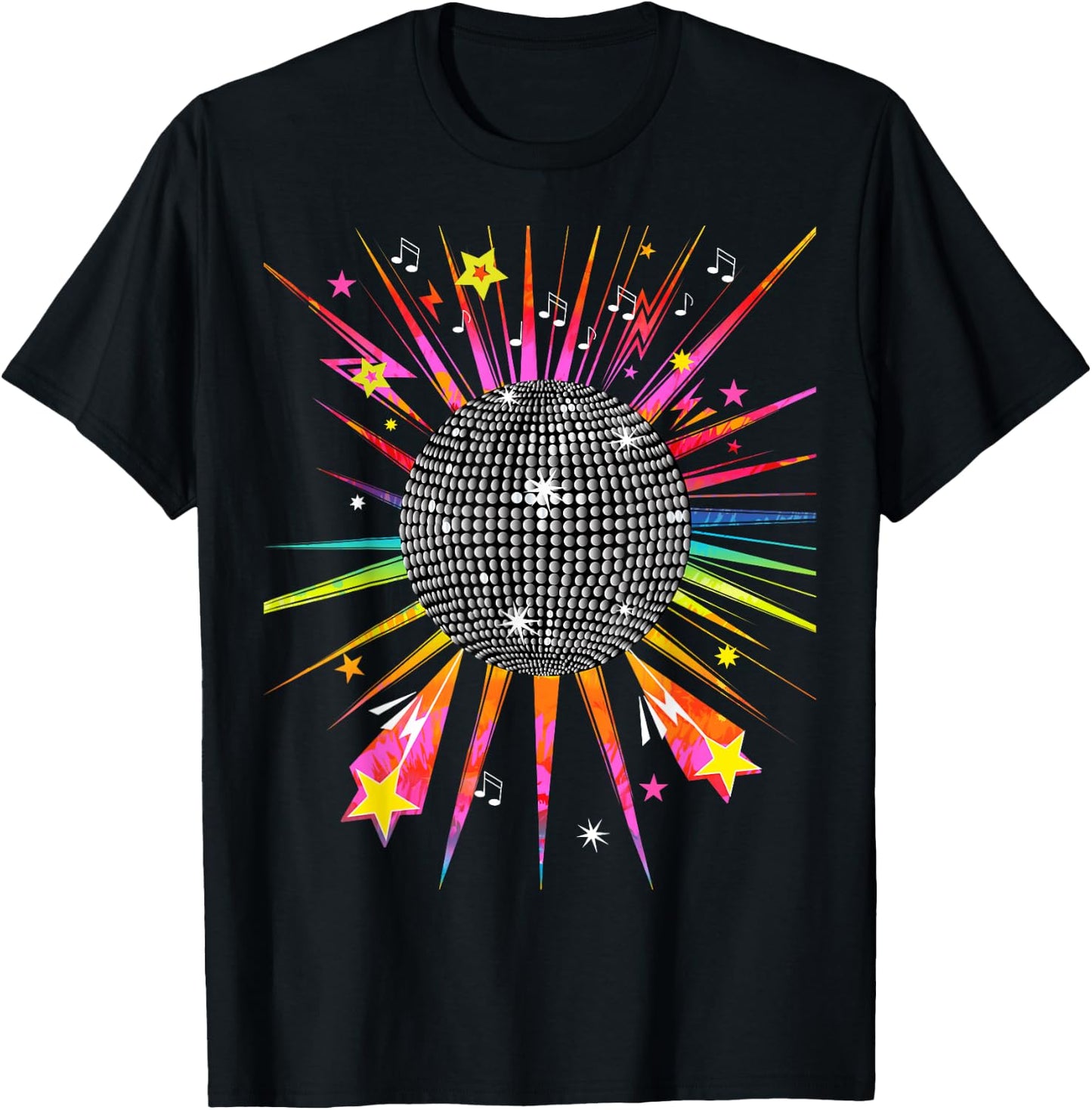 Little Hell's Kitchen Studio Disco Ball 1970's Tie Dye Vintage Retro Dance Party Costume , Black T-Shirt - T-Shirt | Black
