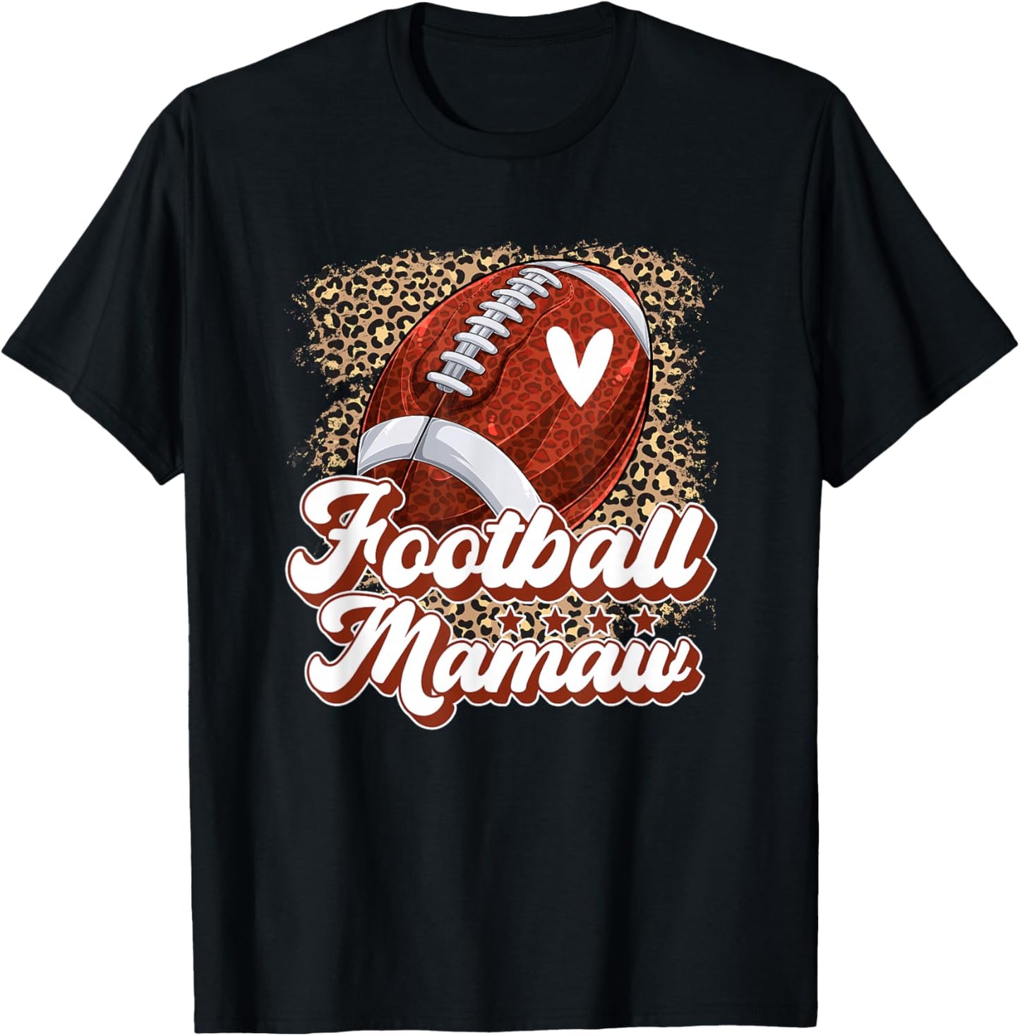 Football Mamaw Grandma Mamaw Of A Football Player Leopard T-Shirt - T-Shirt | Black
