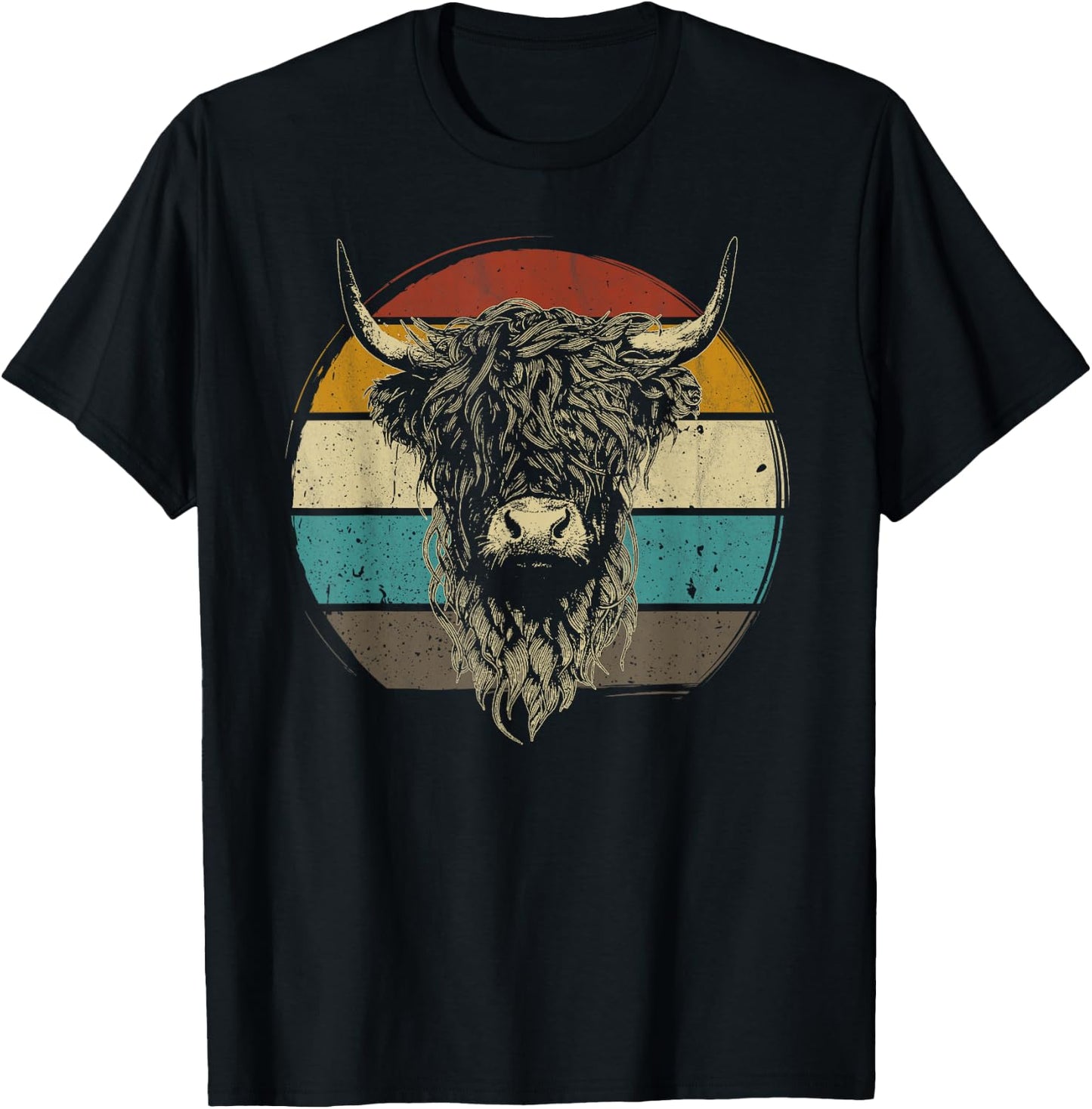 Scottish Highland Cow Cattle Hairy Cow Retro for cow lovers T-Shirt - T-Shirt | Black