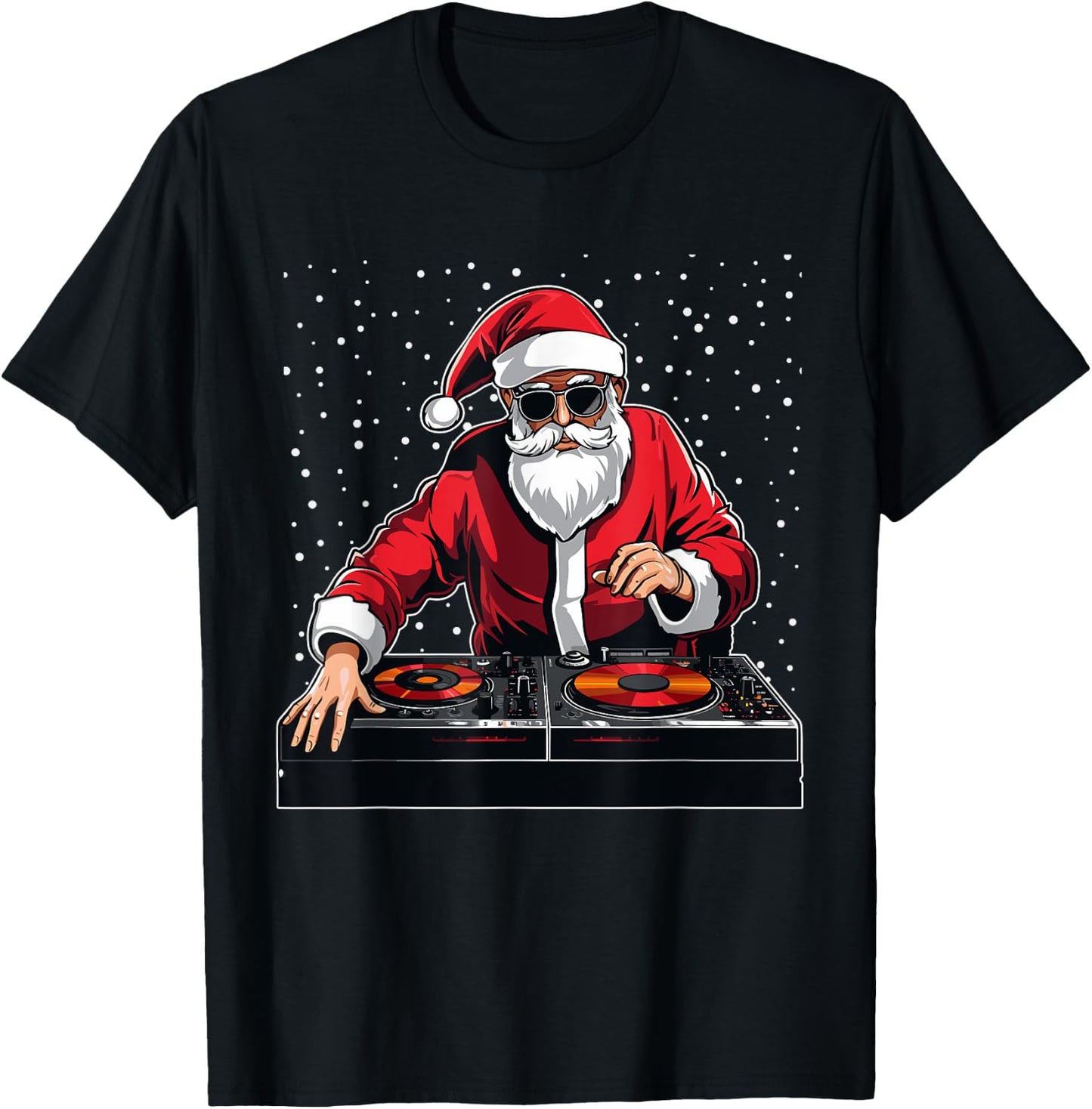 Dj Santa Singing Christmas Pajama Disc Jockey Music Lover T-Shirt - T-Shirt | Black