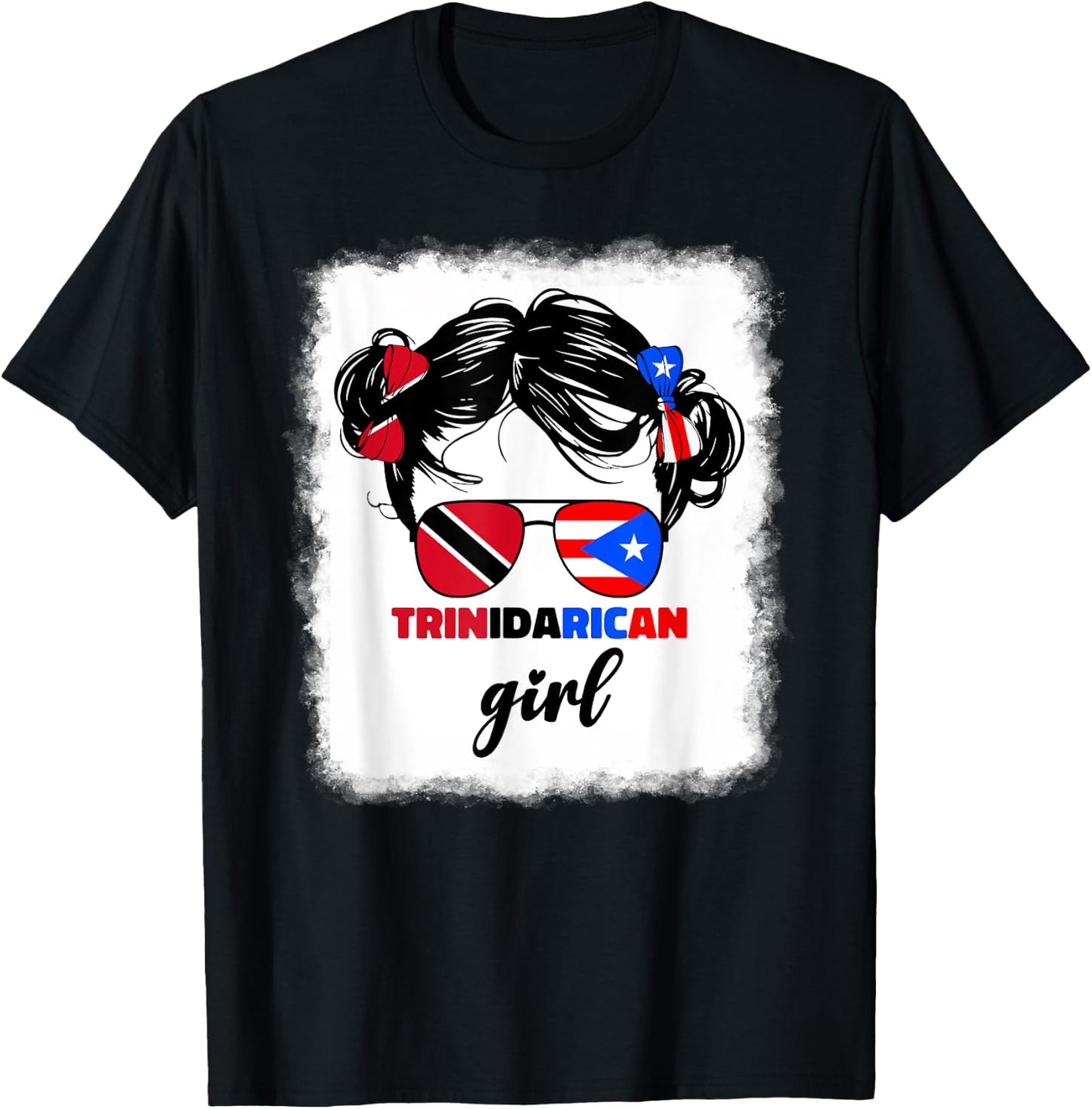 Trinidad And Puerto Rican Rico Flag Trinidadian Kids Girls T-Shirt - T-Shirt | Black