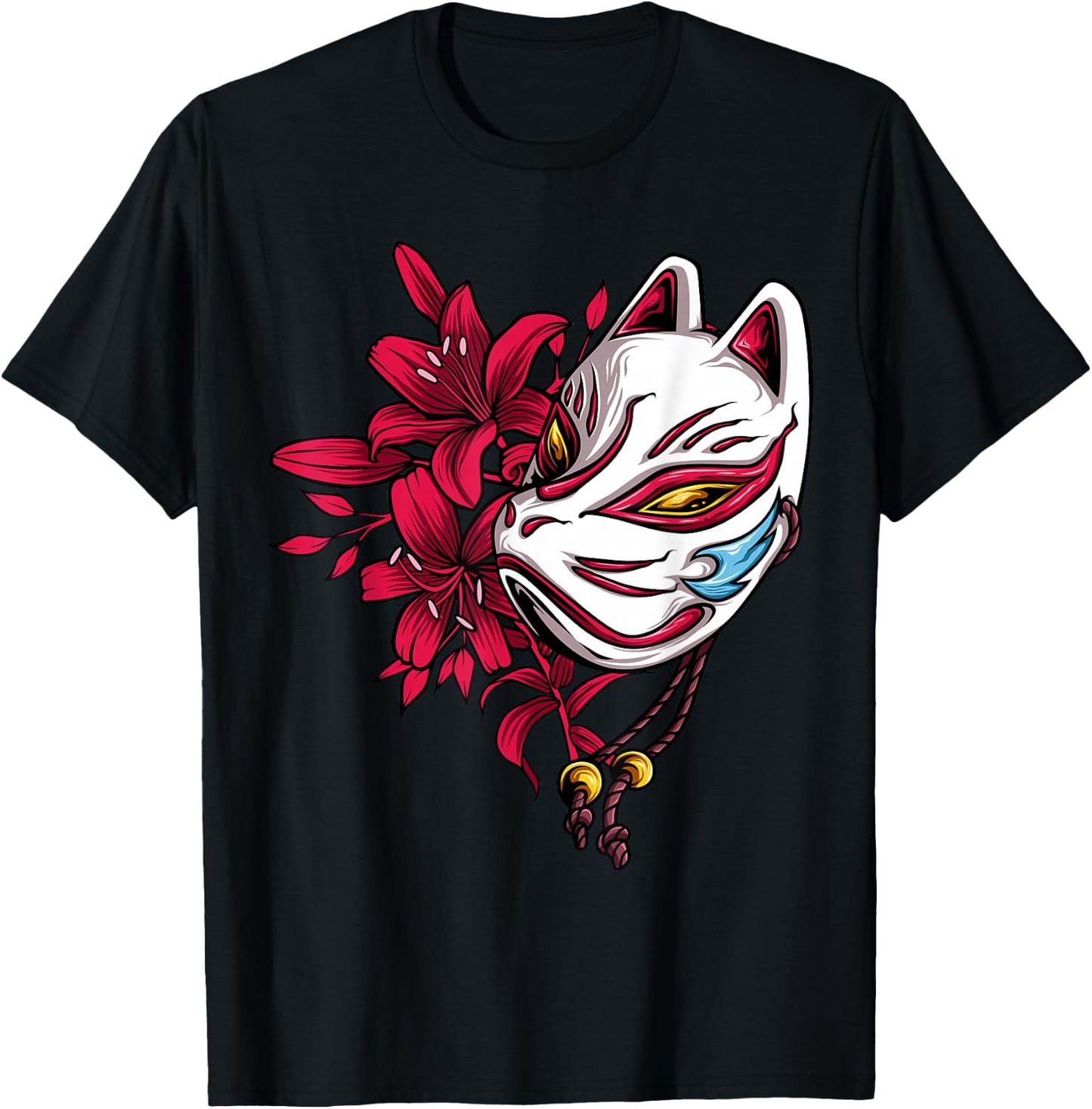 Kitsune the Japanese Nine Tailed Fox T-Shirt - T-Shirt | Black