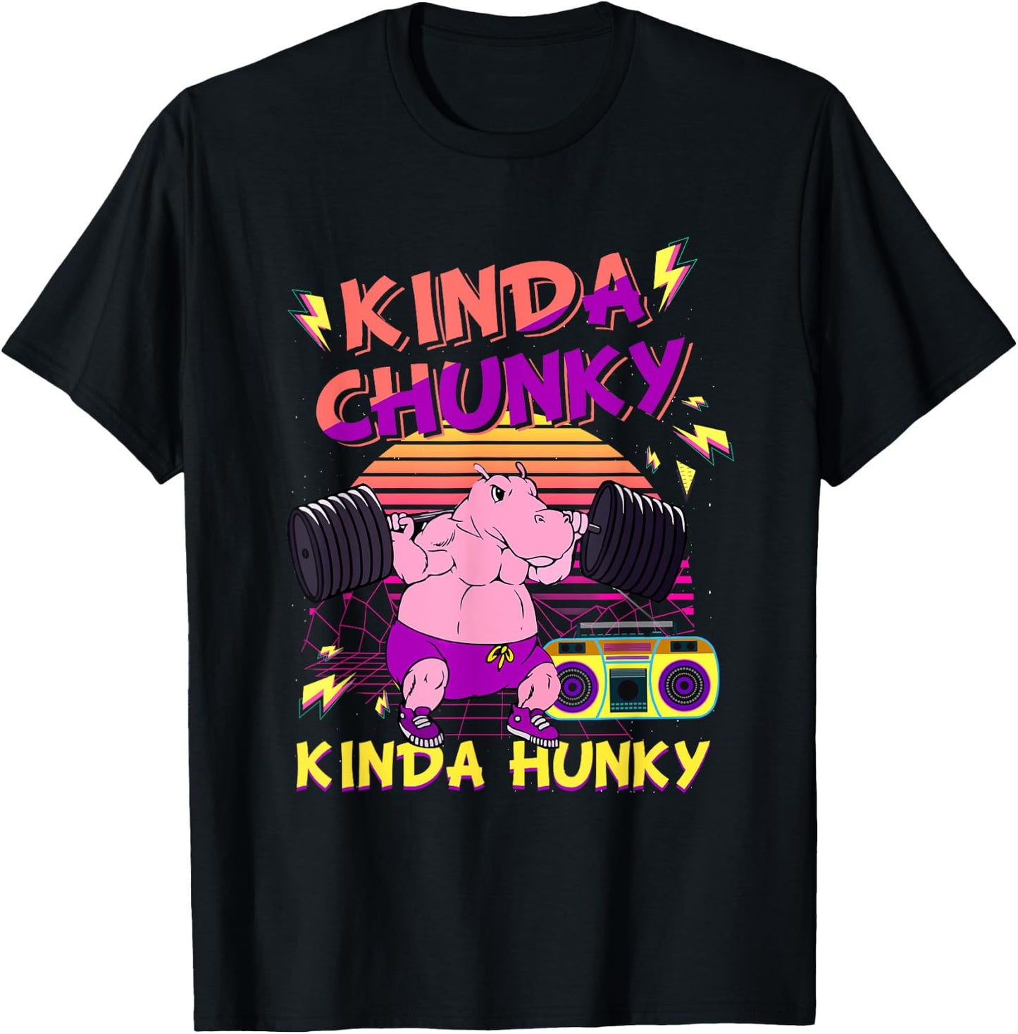 Kinda Chunky & Kinda Hunky Bodybuilding Gym Fitness T-Shirt - T-Shirt | Black