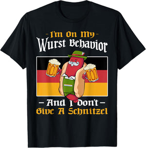 I'm On My Wurst Behavior And Don't Give A Schnitzel Bier T-Shirt - T-Shirt | Black