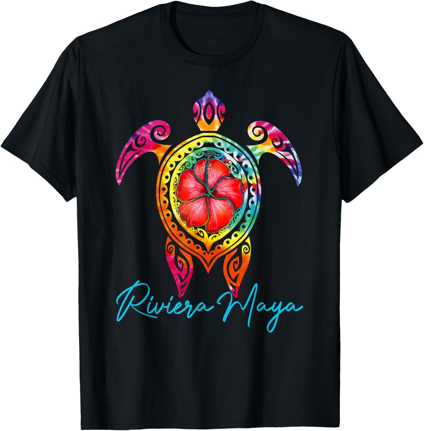 Riviera Maya Mexico Tie Dye Sea Turtle Family Vacation 2025 T-Shirt - T-Shirt | Black