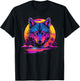 Vintage Retrowave Synthwave 80s Vaporwave Wolf T-Shirt - T-Shirt | Black