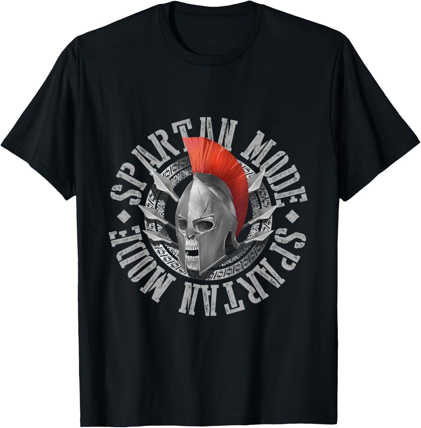 Spartan Mode Skull Helmet Greek Fitness Sparta 300 Gladiator T-Shirt - T-Shirt | Black