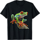 Red Eyed Tree Frog Leaping Frog Leaves Rainforest Amphibian T-Shirt - T-Shirt | Black