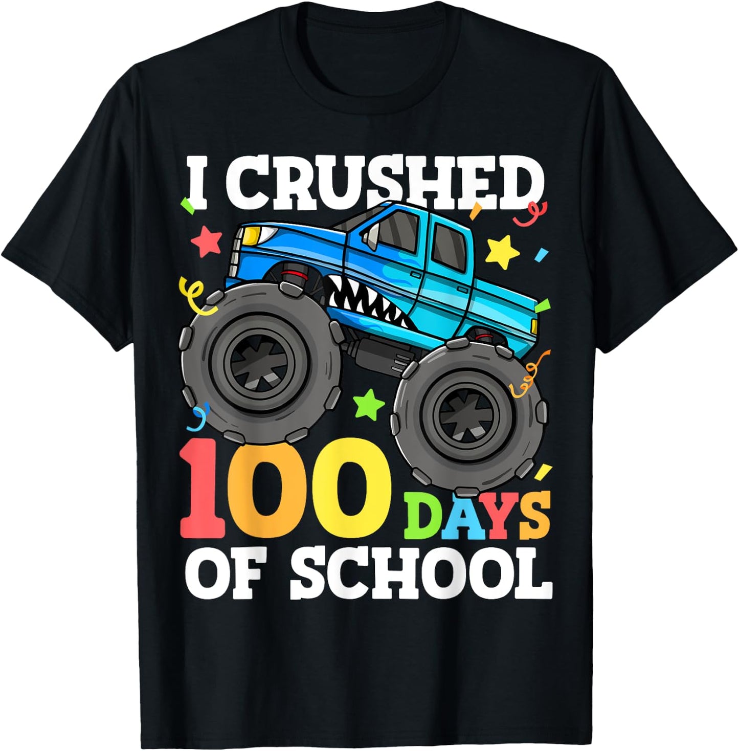 100 Days of School Monster Truck 100th Day of School Boys T-Shirt - T-Shirt | Black