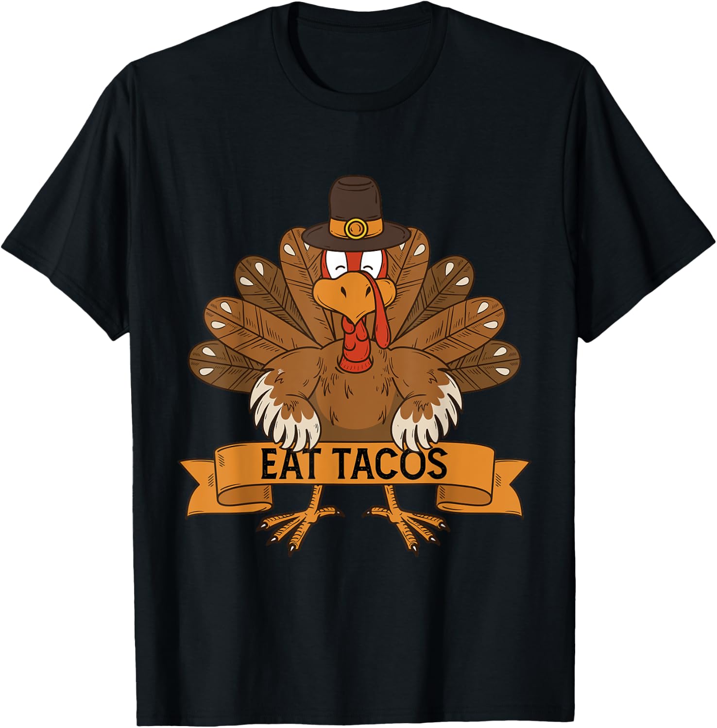 Turkey Eat Taco Adult Vegan Kids Funny Thanksgiving T-Shirt - T-Shirt | Black