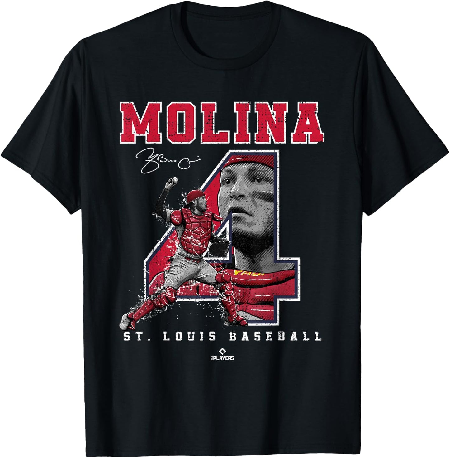 Number and Portrait Yadier Molina St Louis MLBPA T-Shirt - T-Shirt | Black
