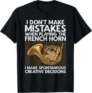 Funny French Horn Art Women Hornist Instrument Lover T-Shirt - T-Shirt | Black