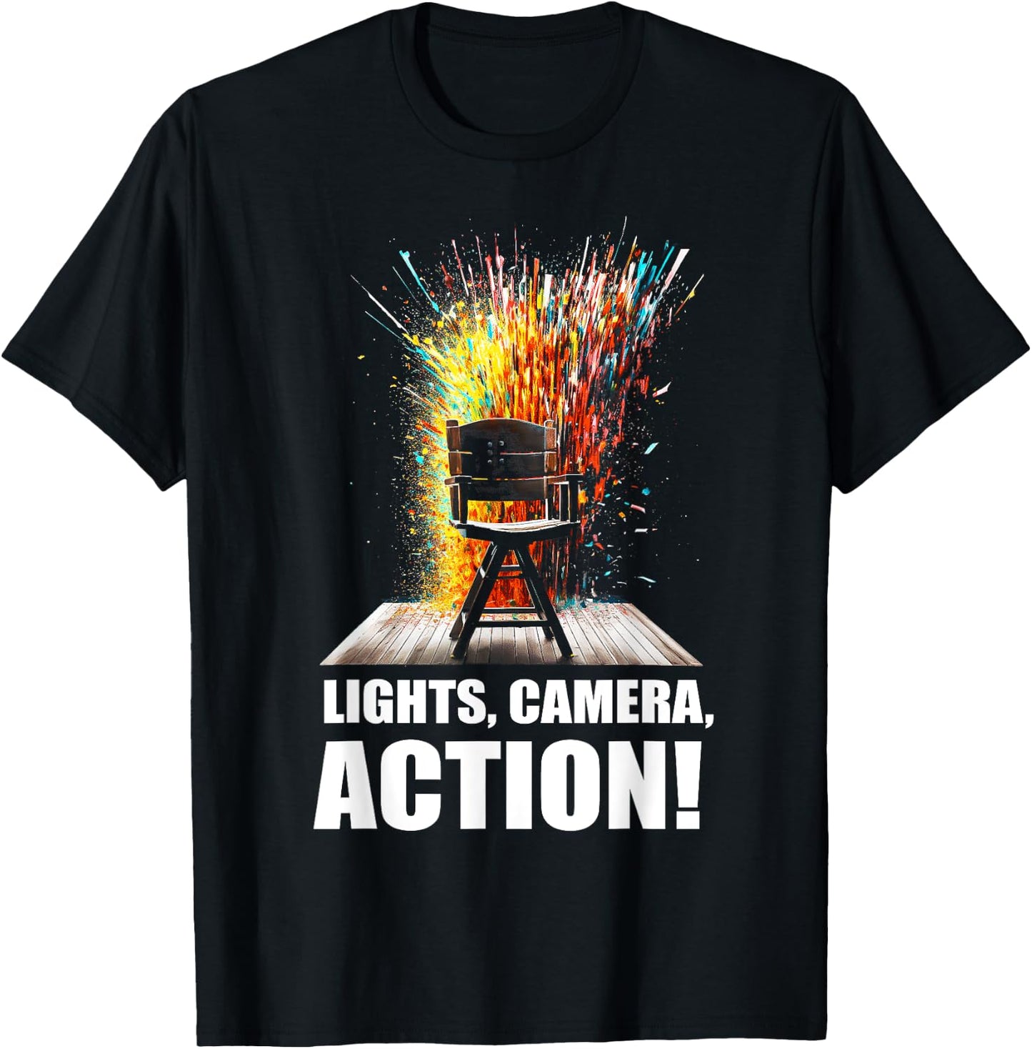 Lights Camera Action Movie Director Movie Clapper Board T-Shirt - T-Shirt | Black