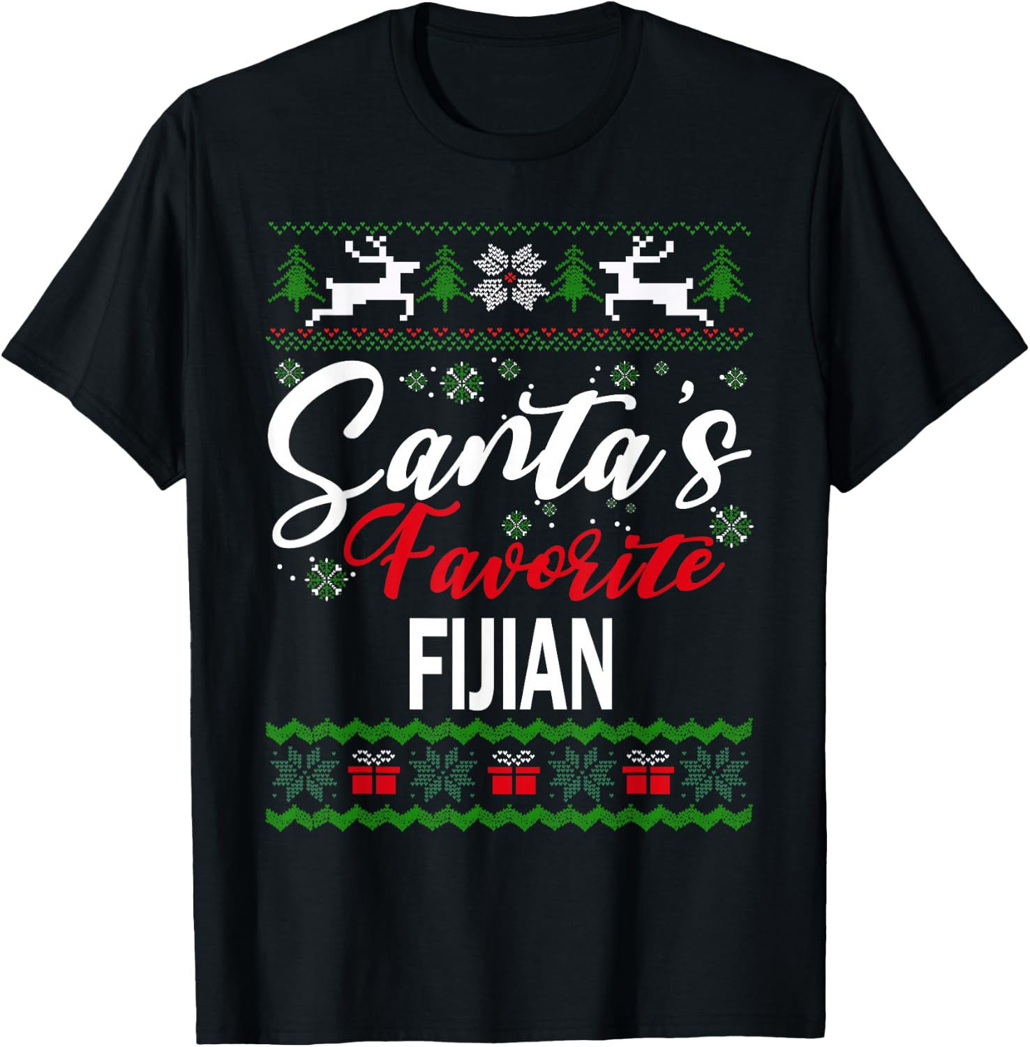 Santas Favorite Fijian Fiji Christmas Ugly Sweater T-Shirt - T-Shirt | Black