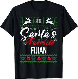 Santas Favorite Fijian Fiji Christmas Ugly Sweater T-Shirt - T-Shirt | Black