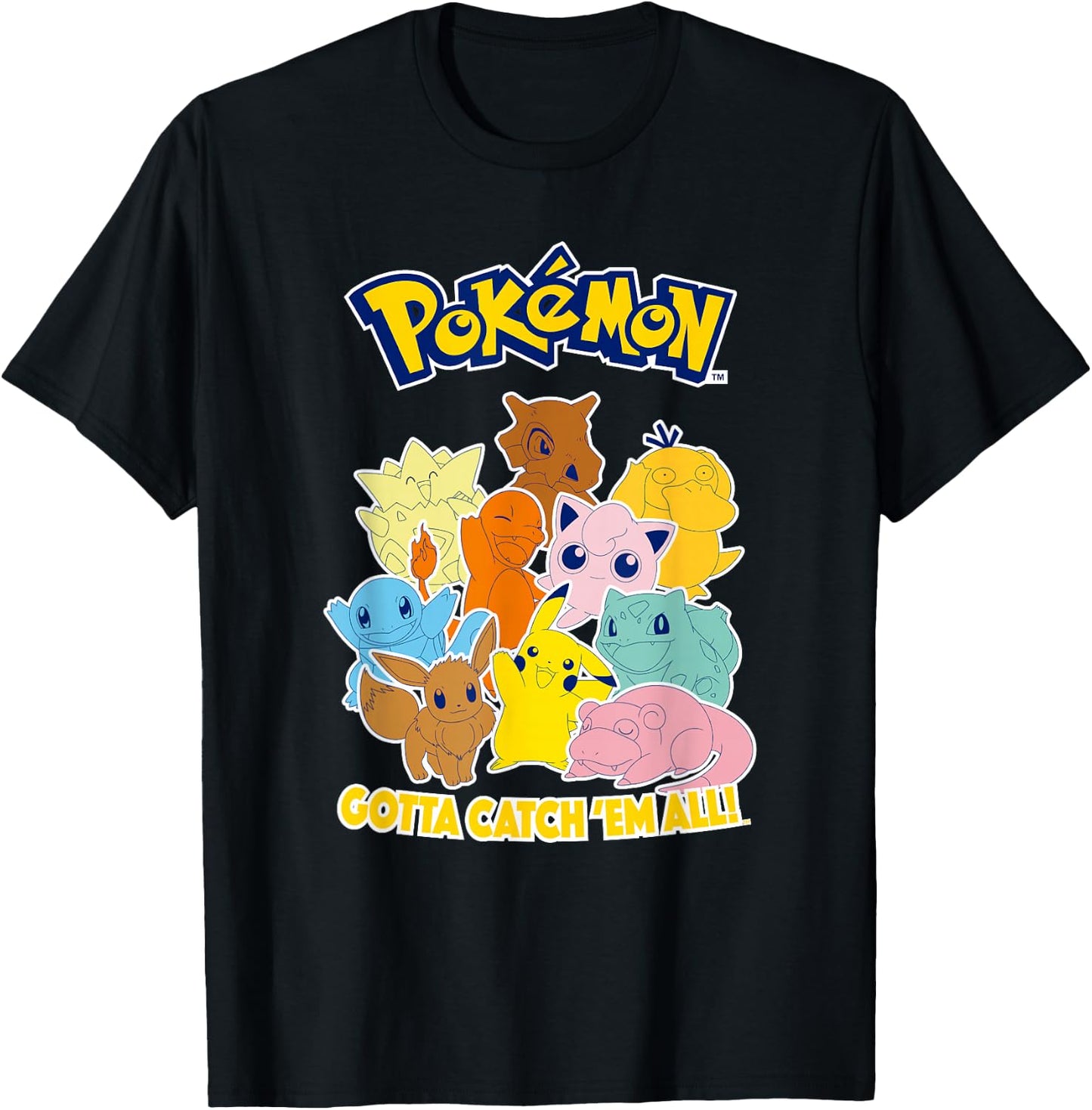 Pokémon Group Shot Gotta Catch 'Em All Cute Poster T-Shirt - T-Shirt | Black