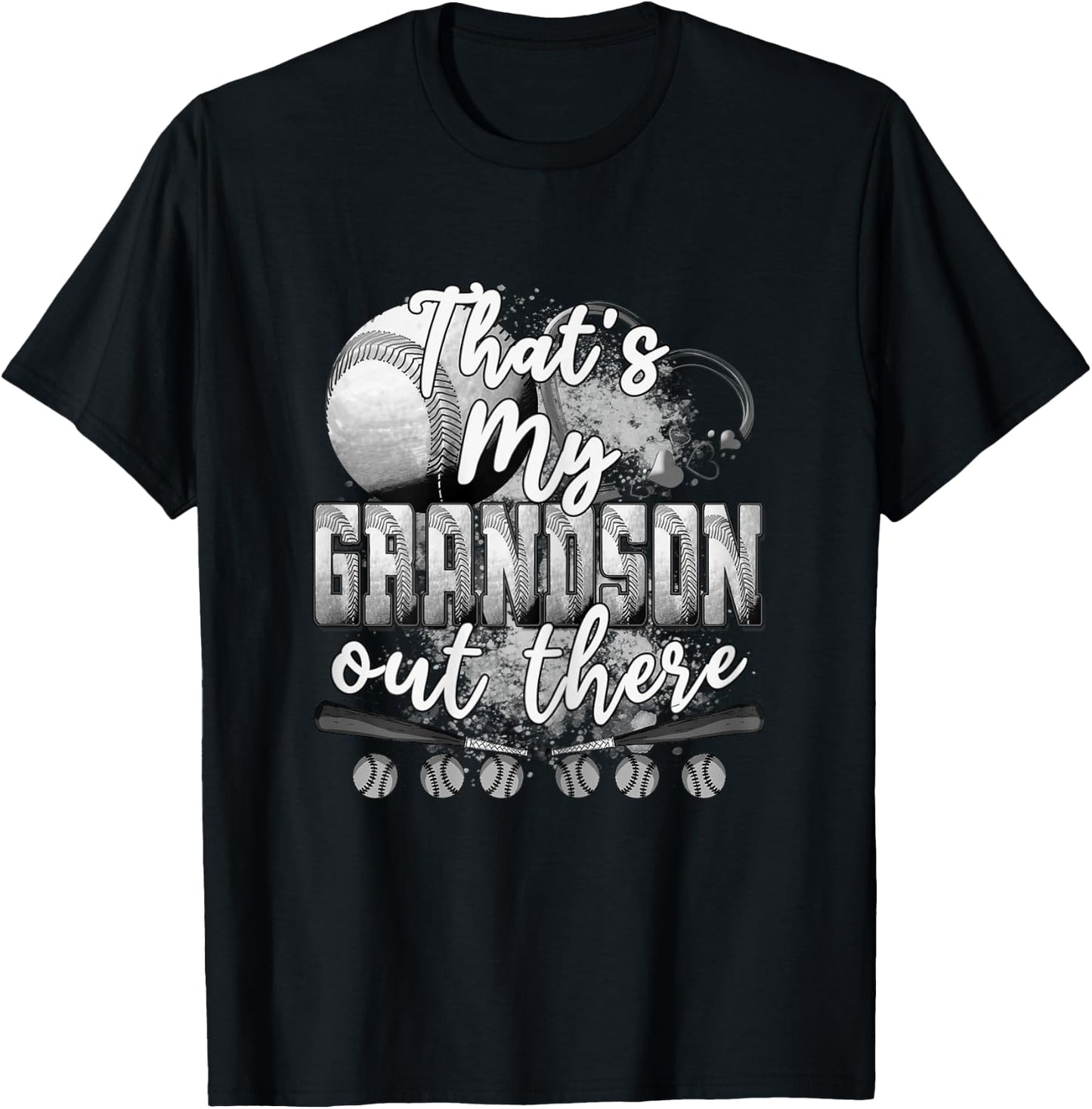 That's My Grandson Out There Gifts Women Baseball Grandma T-Shirt - T-Shirt | Black