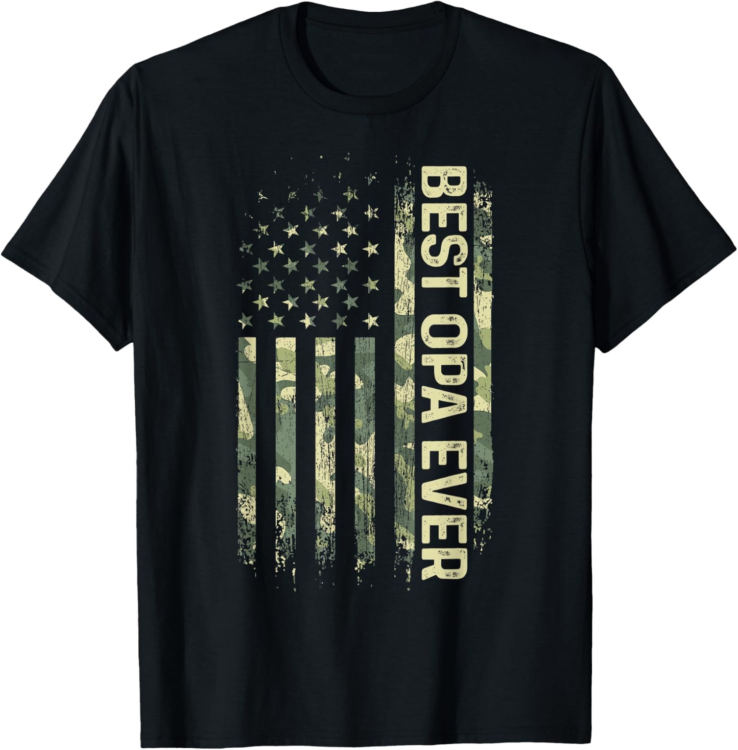 Best Opa Ever Camouflage American Flag Father's Day T-Shirt - T-Shirt | Black