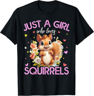 Just A Girl Who Loves Squirrels Girls T-Shirt - T-Shirt | Black