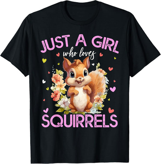 Just A Girl Who Loves Squirrels Girls T-Shirt - T-Shirt | Black