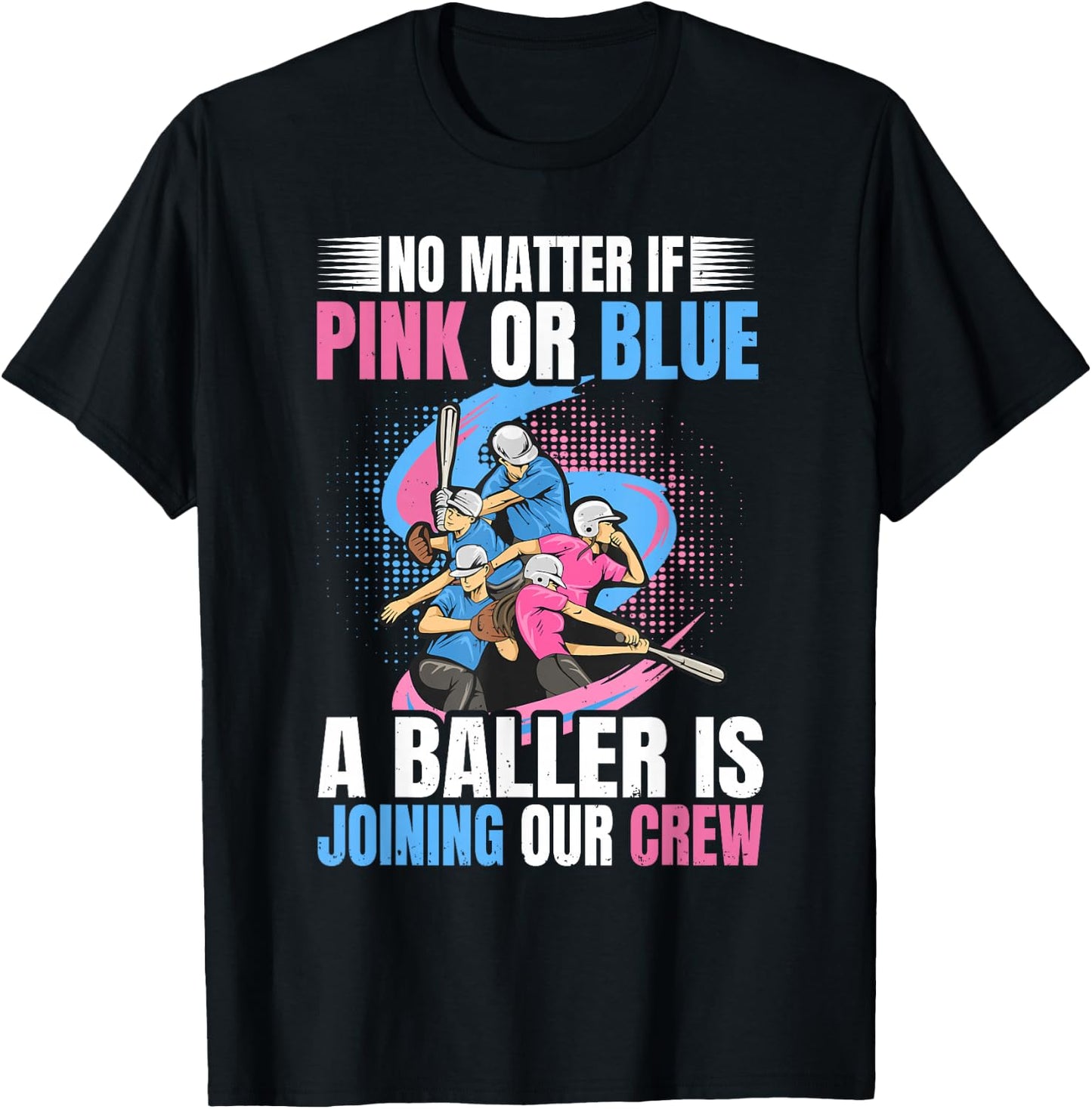 Gender Reveal Party Design for Baseball & Softball lovers T-Shirt - T-Shirt | Black