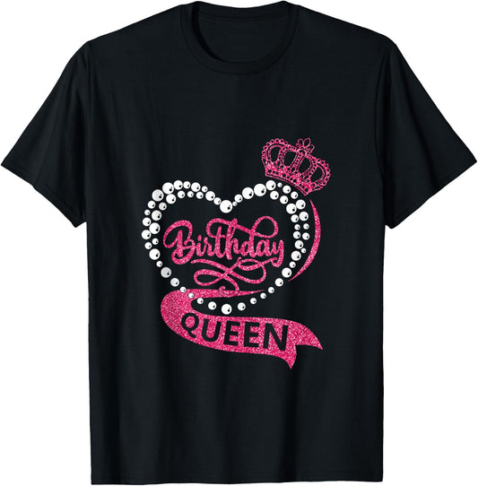 Birthday Queen Squad It's My Birthday Girls Women Matching T-Shirt - T-Shirt | Black