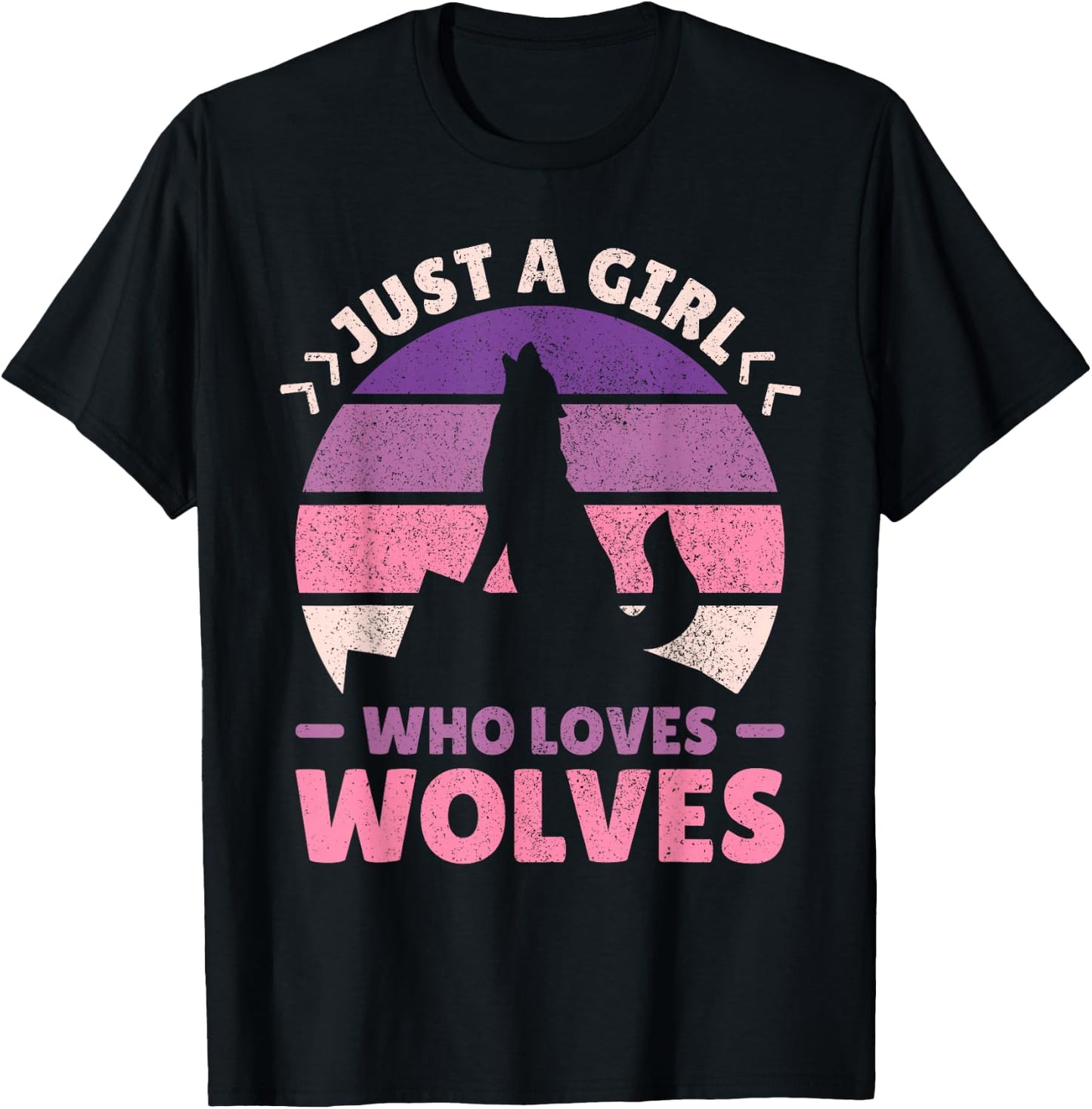 Just A Girl Who Loves Wolves Women Wolf Stuff Teen Girl Wolf T-Shirt - T-Shirt | Black