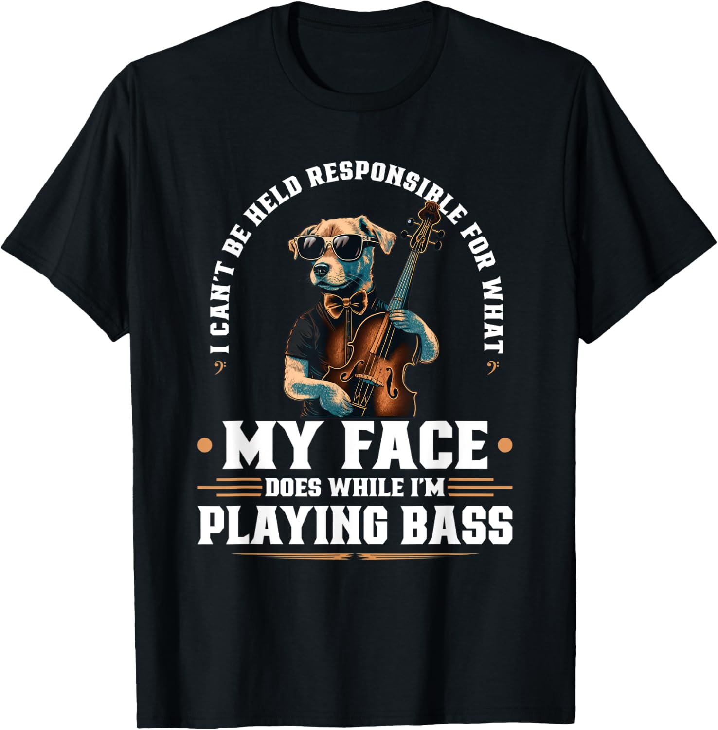 Upright Bass Player Face Quote, Jazz Dog Double Bass Fiddle Women T-Shirt - T-Shirt | Black