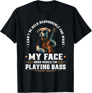 Upright Bass Player Face Quote, Jazz Dog Double Bass Fiddle Women T-Shirt - T-Shirt | Black