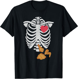 Fried Chicken Lover Halloween Skeleton Xray Costume T-Shirt - T-Shirt | Black