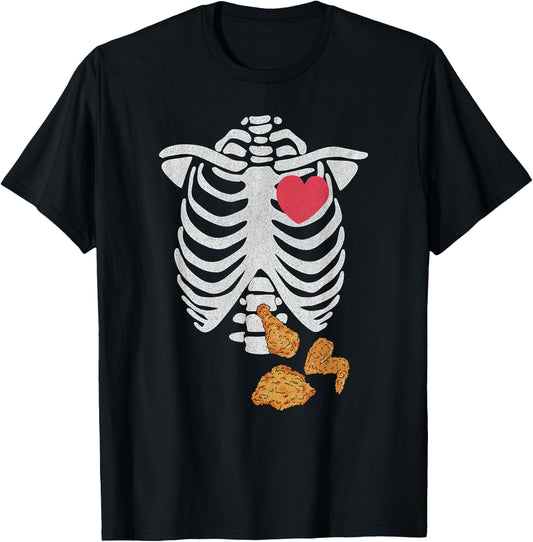 Fried Chicken Lover Halloween Skeleton Xray Costume T-Shirt - T-Shirt | Black
