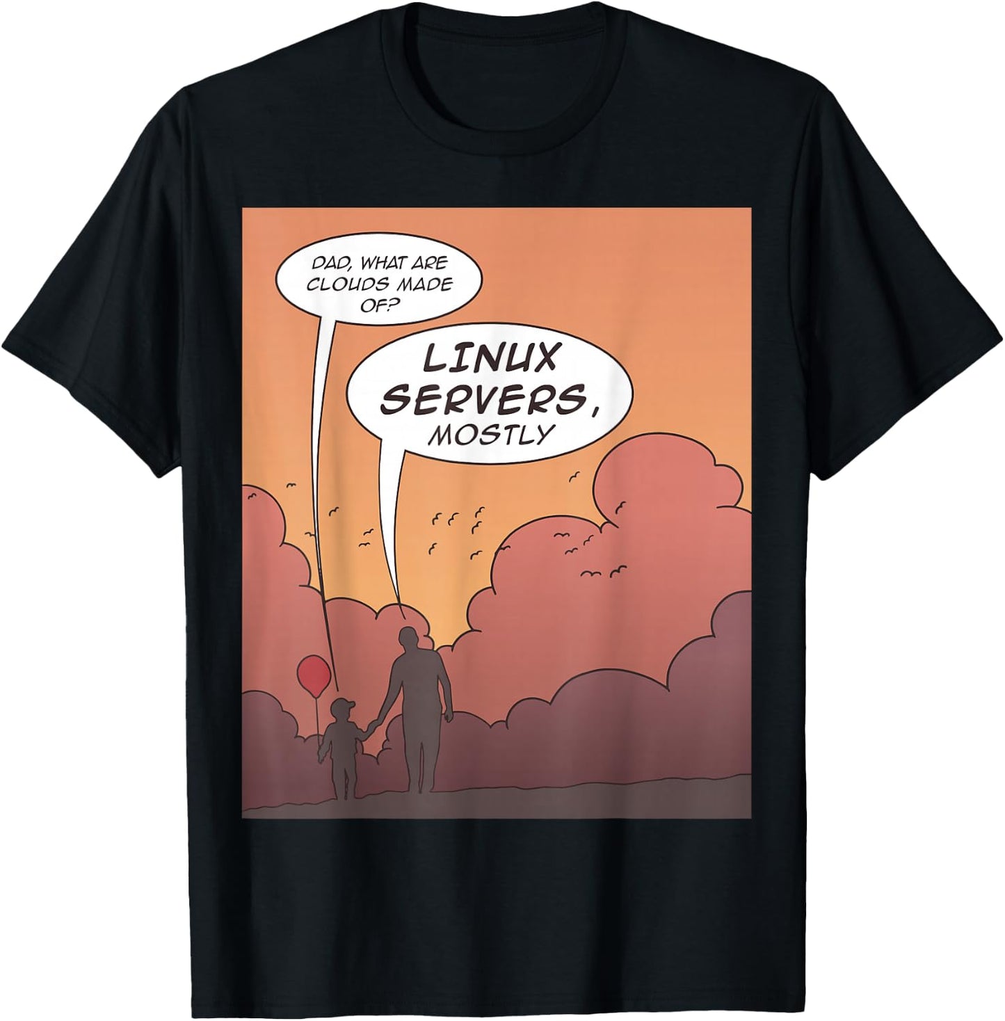 What are Clouds made of? Linux Server mostly Funny T-Shirt - T-Shirt | Black