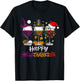 Happy Hallothanksmas Halloween Wine Thanksgiving Christmas T-Shirt - T-Shirt | Black
